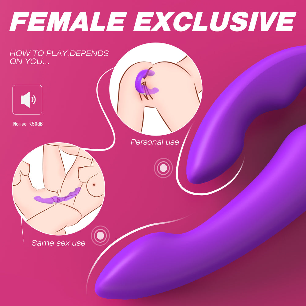 VELUXXA Lesbian remote control vibrator soft silicone double head pull stick female sex toys masturbator