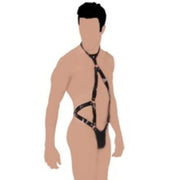 Veluxxa Men's PU Leather Bodysuit Thong - Premium European Lingerie